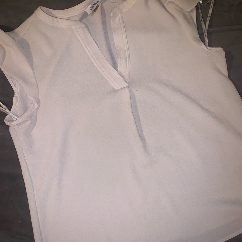 Calvin Klein White Cap-Sleeve Blouse